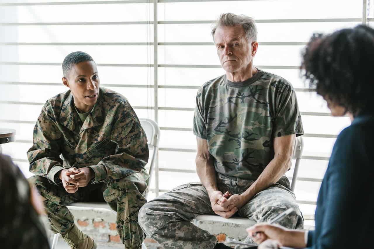 Photo of militaries in a therapy session. This represents how military counseling in North Carolina and Virginia can help individuals and couples experiencing difficulties find the help and support they need.