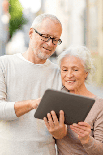 Photo of a elderly couple looking for online couples therapy to learn how to cope with empty nest syndrome. Find the support you need in Deep Connections Counseling at NC and VA.