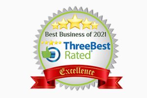 ThreeBest Rated Best Business of 2021 Badge of Excellence.
