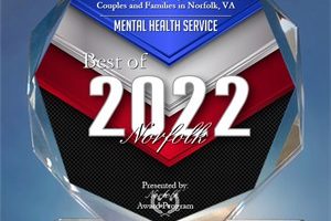 Photo of the award for Best of 2022 in Norfolk, VA for Mental Health Services.